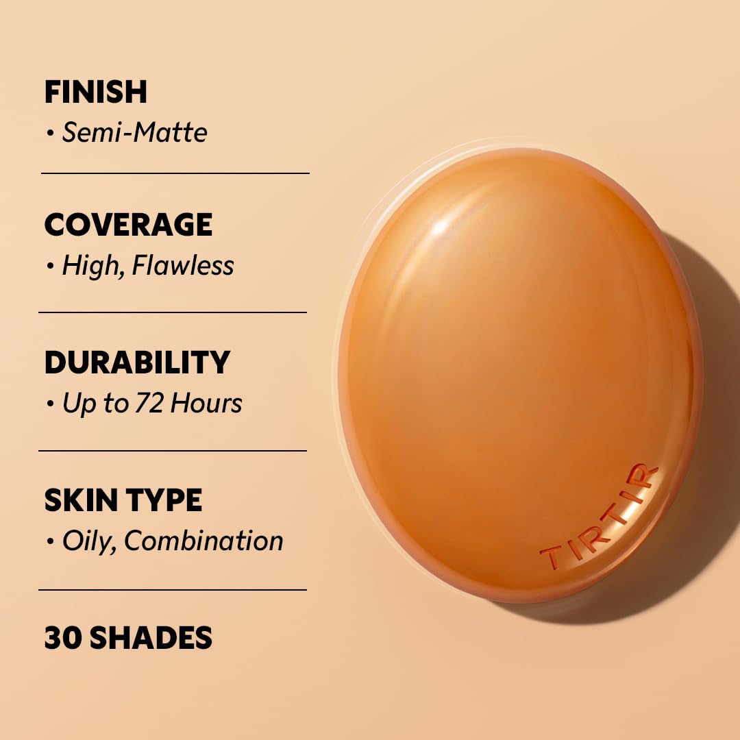TIRTIR Mask Fit Ai Filter Cushion Foundation | AI-Like Semi-Matte Finish - Up to 72-Hour Medium to Full Coverage Korean BB Cushion Make up Beauty, #43N Deep Cocoa, 0.63 Fl Oz