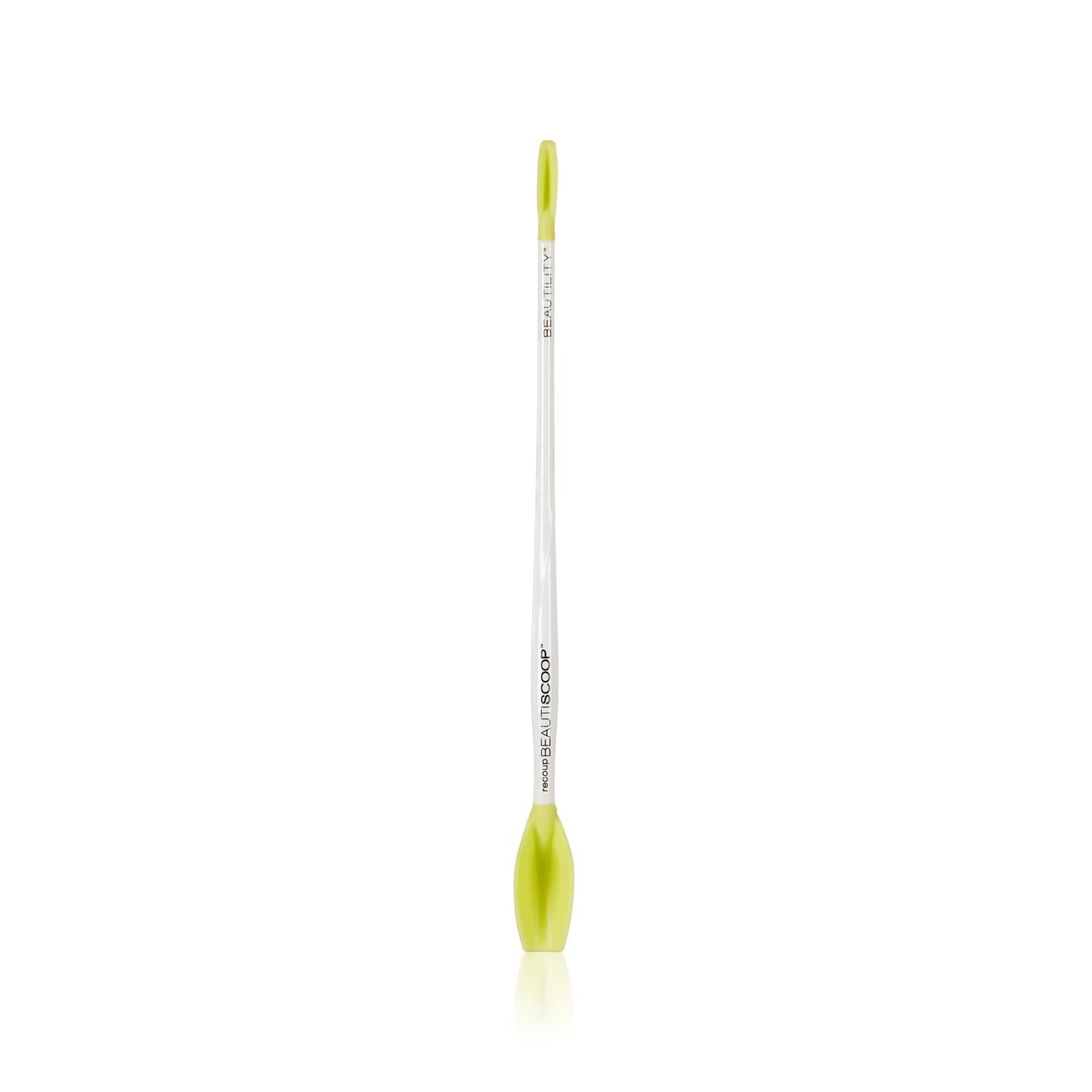 Beautiscoop Crisp White/Green Single Dual-Scoop Beauty Tool (8" Single, White/Green)
