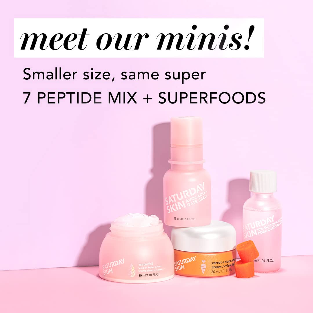 Saturday Skin Face Moisturizer Water Cream Mini Size, Vegan Natural Facial Moisturizer Oil-free Gel Cream From Alaska Glacier Water Day & Night Cream Hydrating and Reduce Wrinkles(1.01 Fl Oz (30ml))