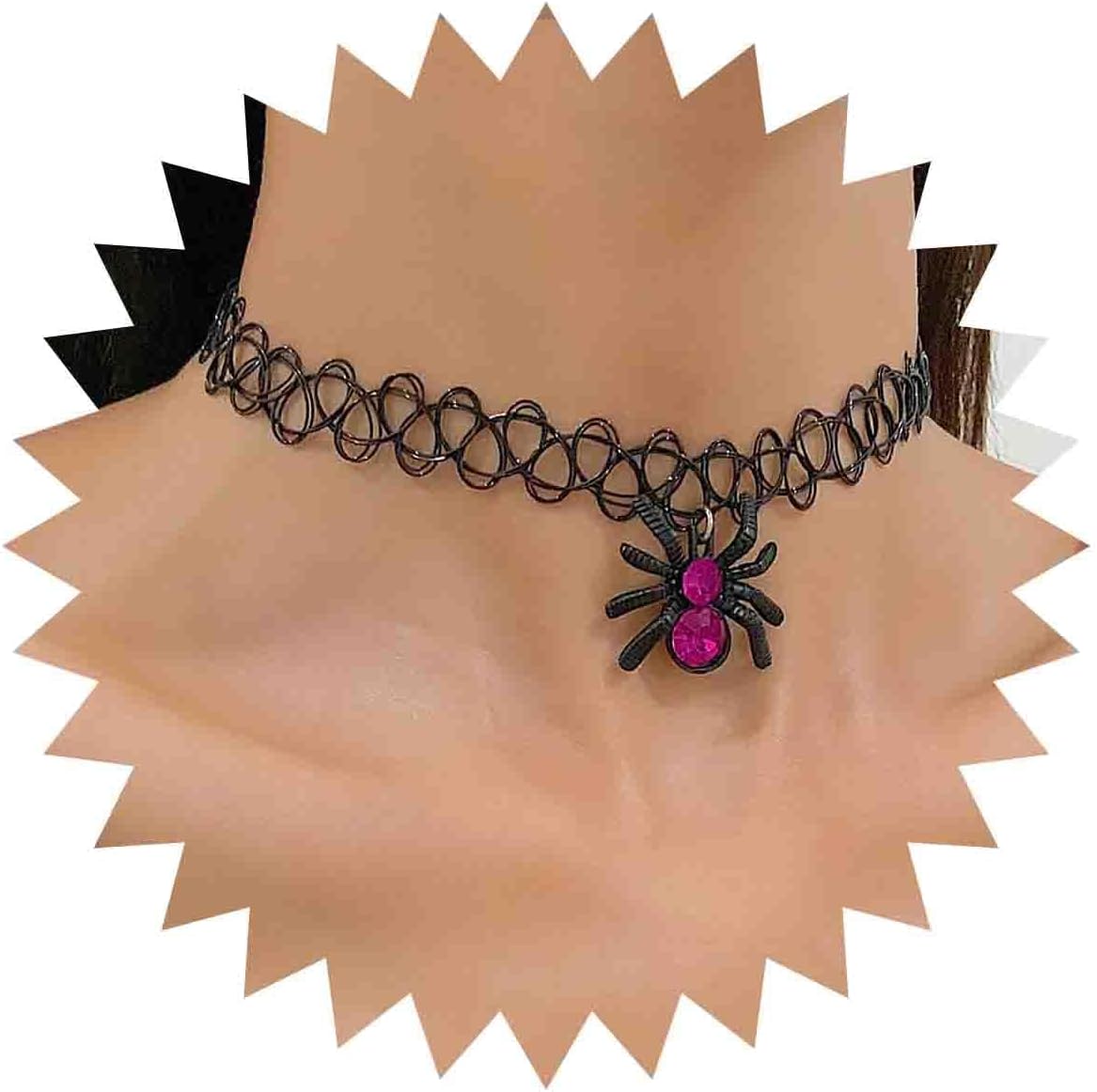 Black Velvet Choker Necklace Goth Balck Spider Dark Neckalce Punk Spider Velvet Suede Neckalce Dark Spider Pendant Necklace Jewelry for Women and Girls Gifts