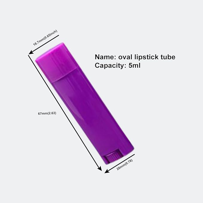 5ml 50Pcs Empty Oval Deodorant Lip balm Tubes Containers Twist-up Refillable Containers for Lipstick,Chapstick,Homemade Lip balm,DIY Deodorants(Purple)