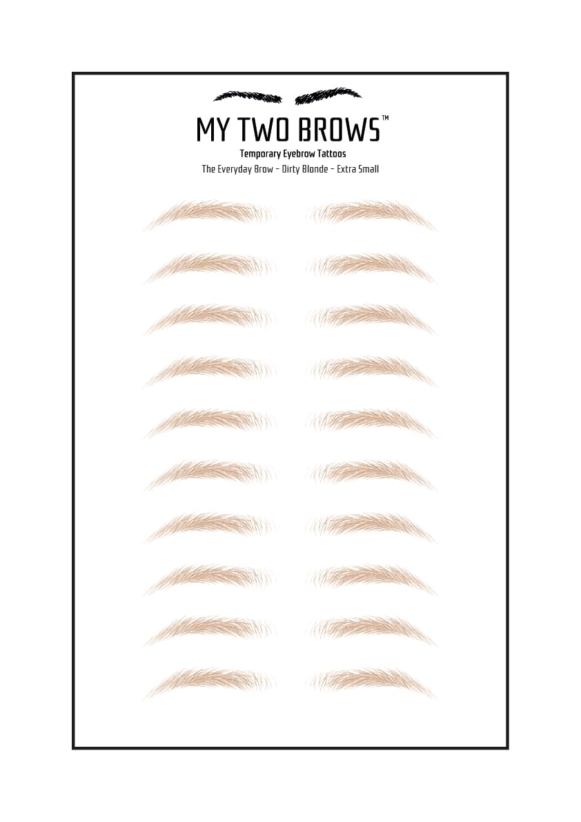 (10 pairs) Dirty Blonde Temporary Eyebrow Tattoo - Extra Small Size - Waterproof & Smudgeproof - Everyday Brow Style Eyebrow Stickers - Sheet Lasts up to 30 Days - Won't Work on Existing Brows