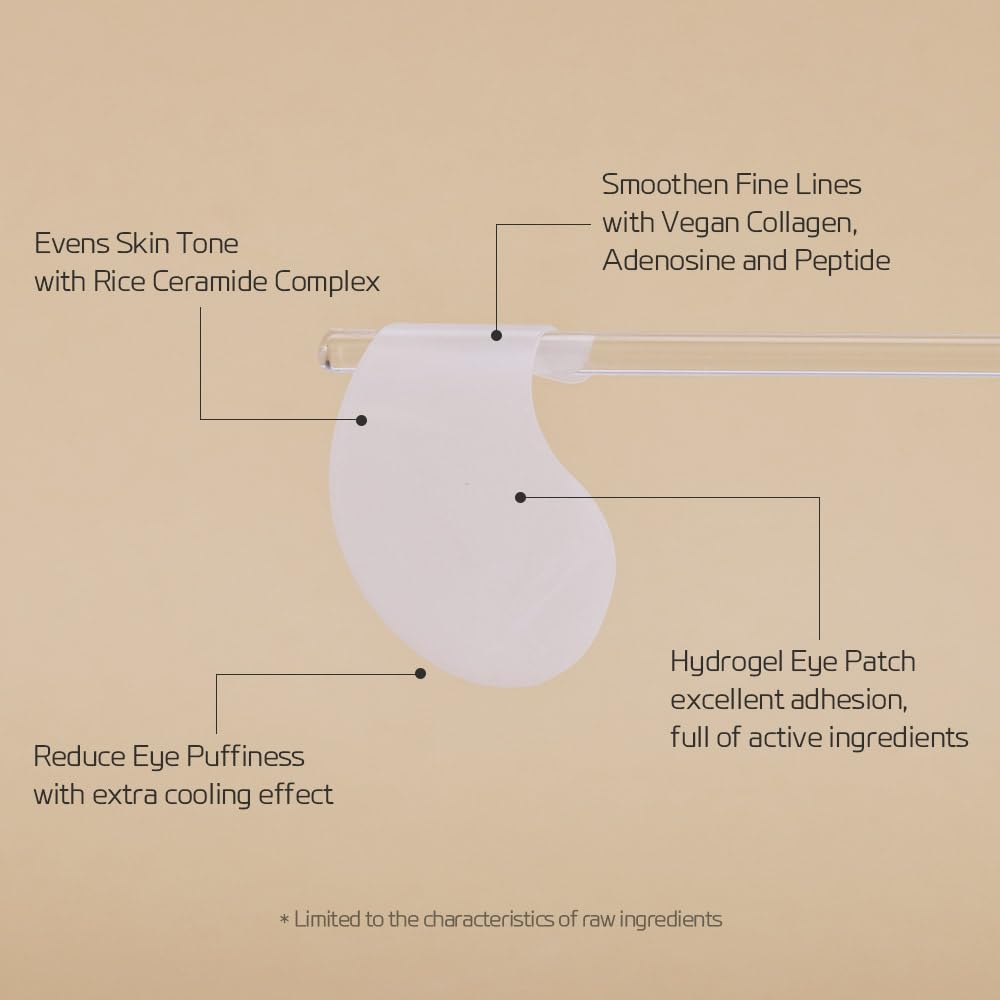 Firming Gel Eye Mask 60ea (30pairs) - Refreshing Hydrogel Eye Patch with Collagen, Peptide, Rice Ceramide, Lactobacillus Ferment for a Firm Eye Area, Reduces Fine Lines, Eye Bags, Puffy Eye