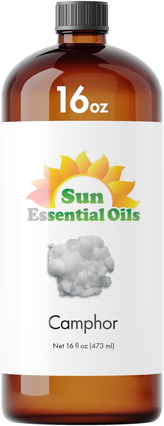 Sun Essential Oils – 16 oz Camphor Essential Oil with Dropper for Diffuser, Skin, Aromatherapy Massage, Humidifier, Crisp Scent for Candle, Lotion & Soap Making, Room Fragrance