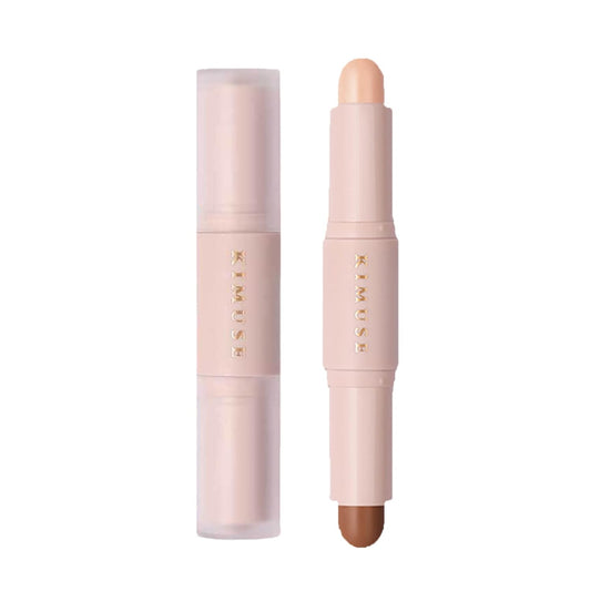 CAHIUYOA 2 Color Cream Contour Stick,Cream Bronzer Highlighter Makeup Stick,Velvet Texture Soft and Smooth Long Lasting Waterproof Contour Stick for Women Girls - Deep