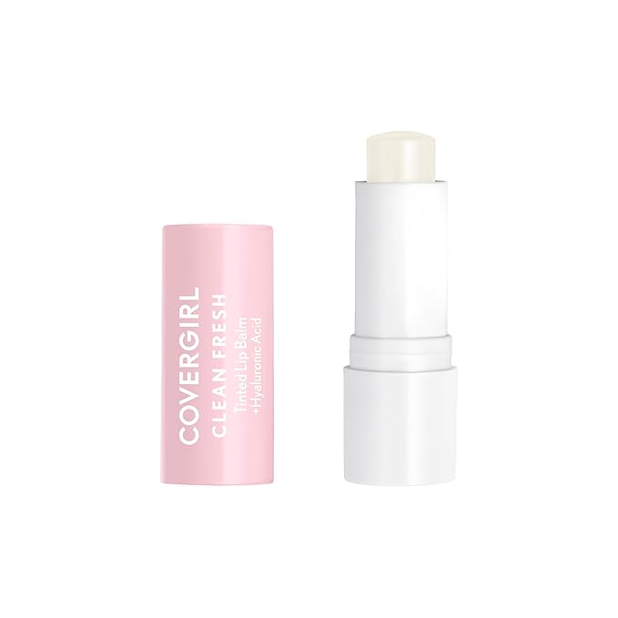 CoverGirl Clean Fresh Tinted Lip Balm, Vegan Formula, Hydrating, Natural Finish, Cruelty Free, Clear as Crystal, 1 Count