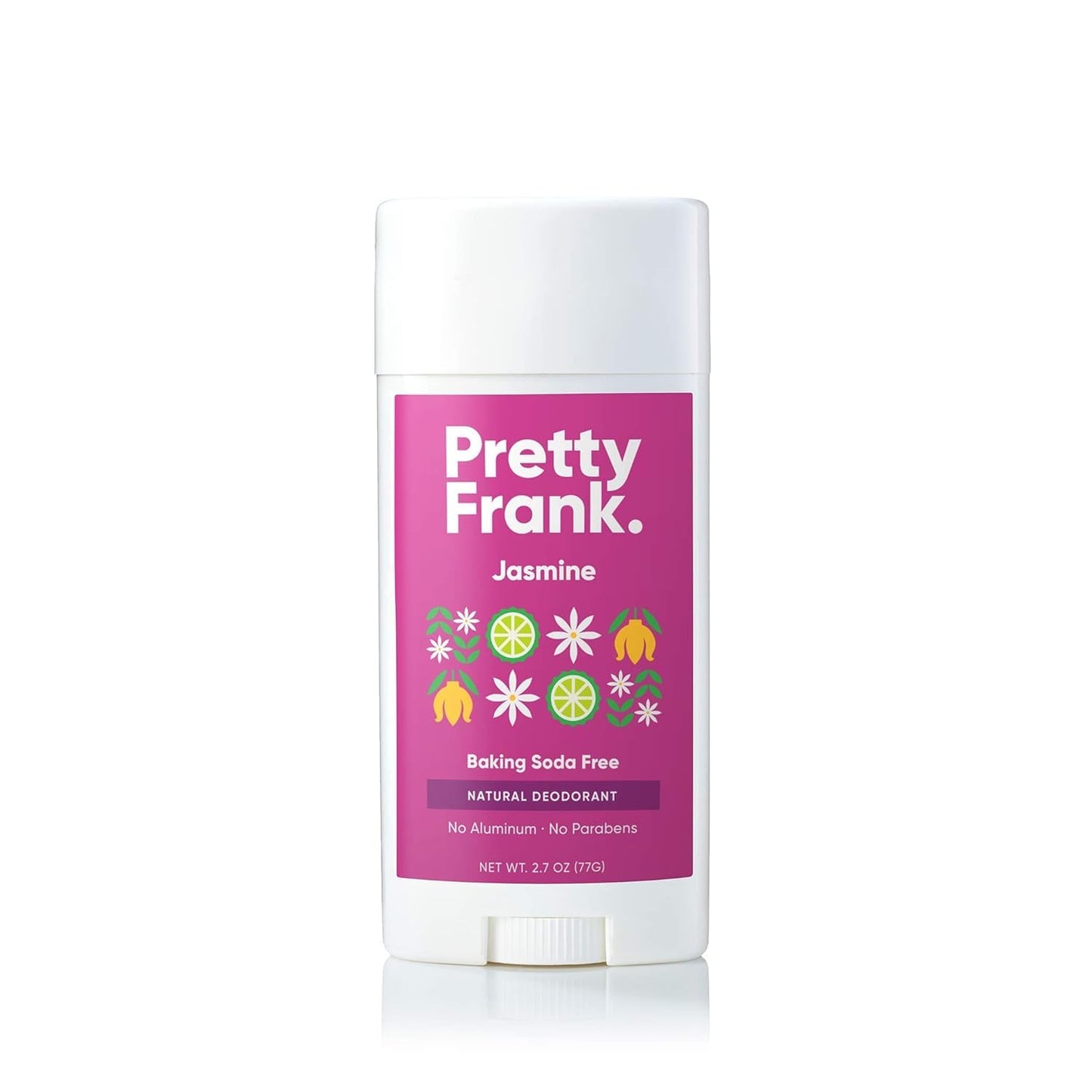 Pretty Frank Natural Aluminum-Free Deodorant Stick, Baking Soda-Free, Jasmine (1-Pack) | Sensitive Skin Friendly, Effective All-Day Odor Control for Women & Men, Organic Ingredients and Essential Oils