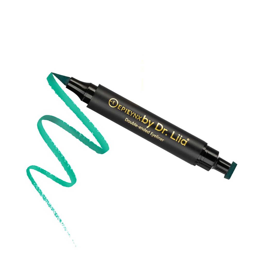 Waterproof Eyeliner - Double-Ended, Long-Lasting Liquid Eyeliner Pen with Precision Tip for Smooth Application - Smudge-Proof, Hypoallergenic, Vegan & Gluten-Free Eye Liner, 2mL Green