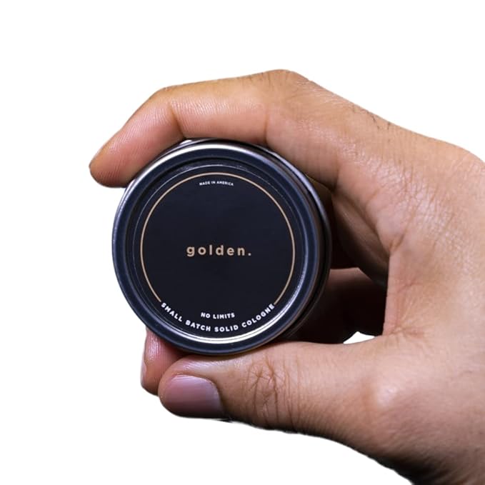 Golden Grooming Co. Solid Cologne - Travel-Sized Concentrated Balm - Solid Perfume with Subtler Scent and Long-Lasting Fragrance - For Men of Color - 1 oz Tin