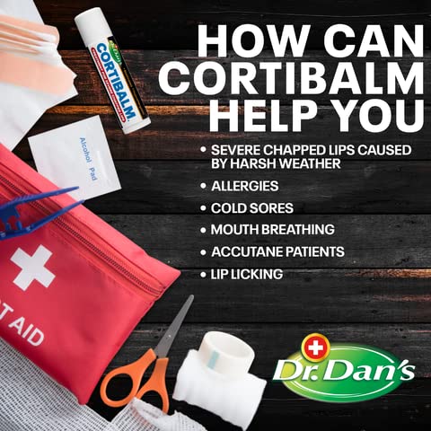 Dr. Dan's Cortibalm- 6 Pack - for Dry Cracked Lips - Healing Lip Balm for Severely Chapped Lips - Designed for Men, Women and Children