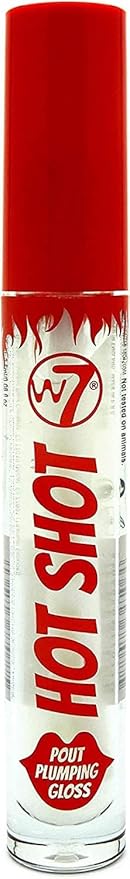 W7 Hot Shot Plumping Gloss - Enhancing Plump Effect For Fuller Lips - Clear, Natural, High Shine Finish