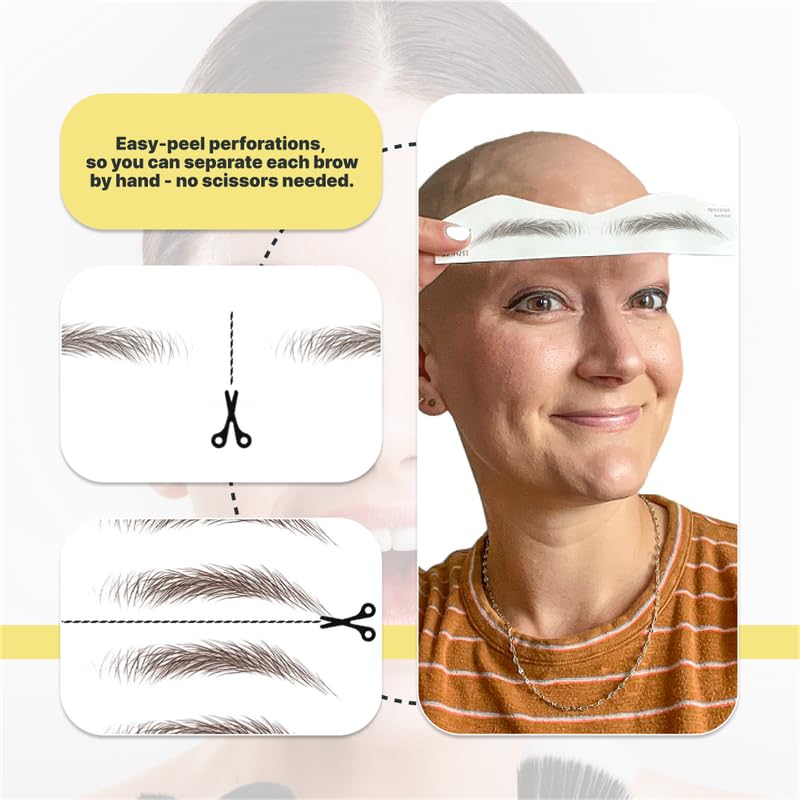 50 Pairs Dark Brown Temporary Eyebrow Tattoos, Waterproof and Smudge-Proof Dark Everyday Style Realistic Eyebrow Stickers for Men & Women, Easy to Apply, Won't Work on Existing Brows