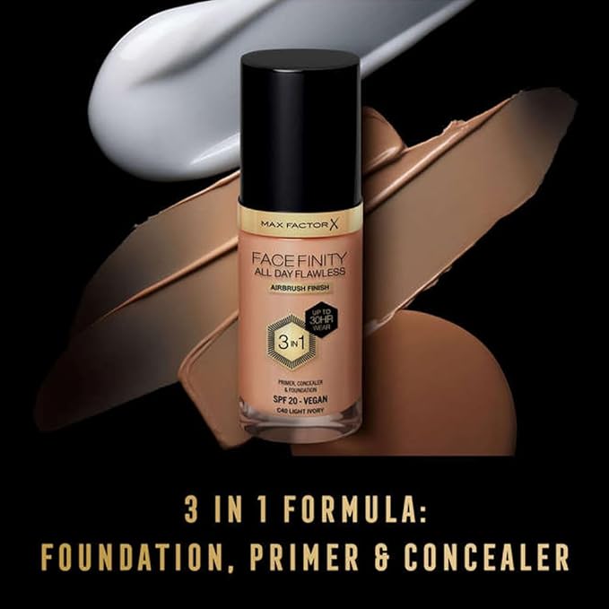 Max Factor Facefinity All Day Flawless 3 In 1 Foundation SPF 20, No. 40 Light Ivory