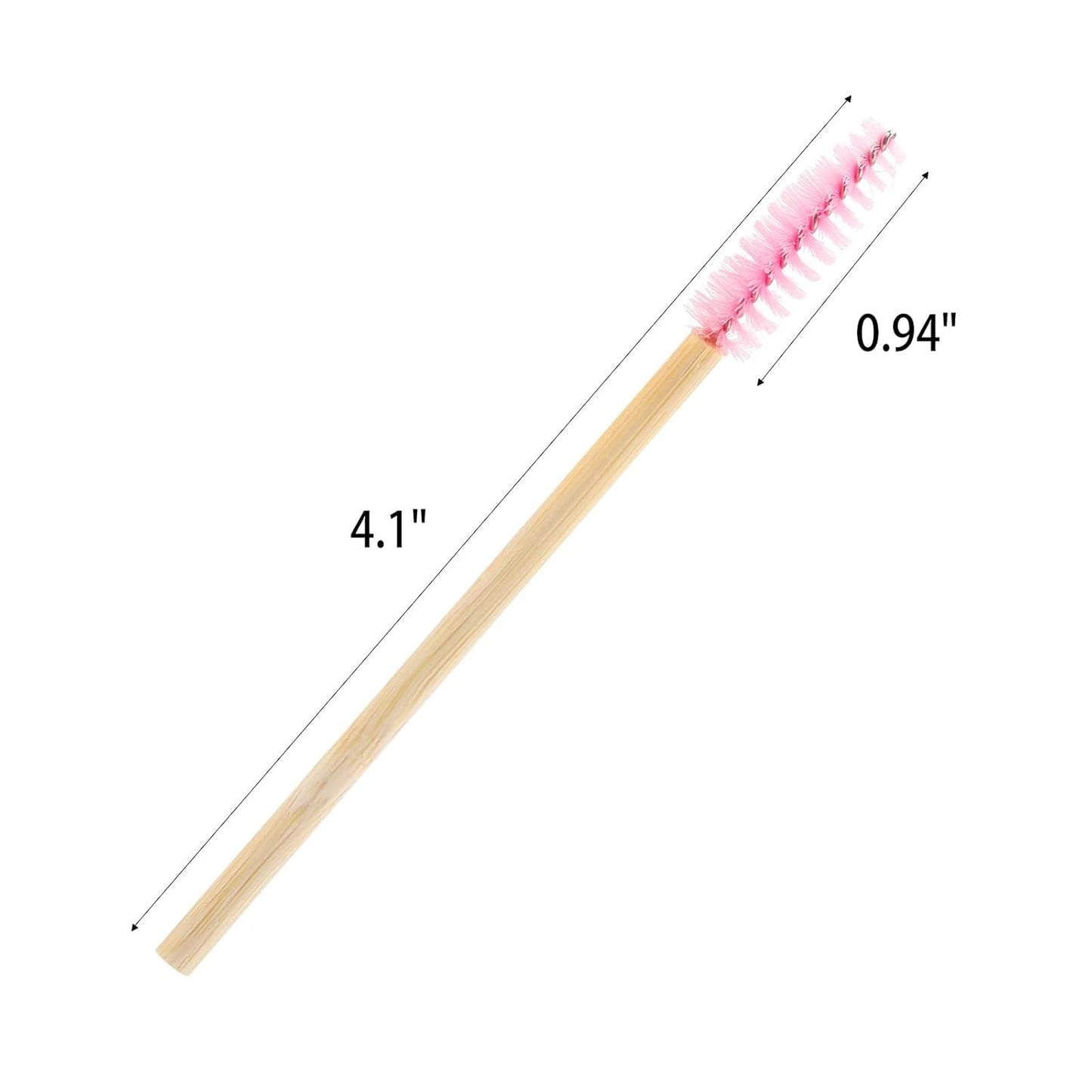 Tbestmax 300 Disposable Mascara Wands Eyelash Brush Spoolies for Eye Lash Extension Eyebrow Bamboo Stick Pink