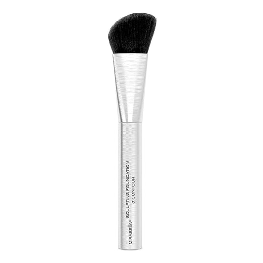 Mirabella Sculpting Contour & Foundation Brush, Premium Professional Makeup Brush Collection, Cruelty-Free Synthetic Bristle Brush, Hand-Sculpted Brushed Aluminum Handle Blending Brush for Makeup