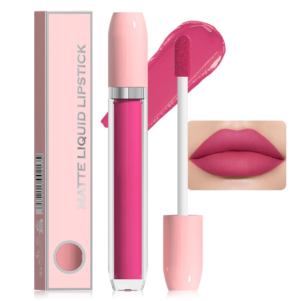 BINGBRUSH Super Matte Longwear No-Budge Stay On Smudge Proof Liquid Lipstick Long Lasting Makeup for Women,Highly Pigmented Color and Instant Shine, Cheeky