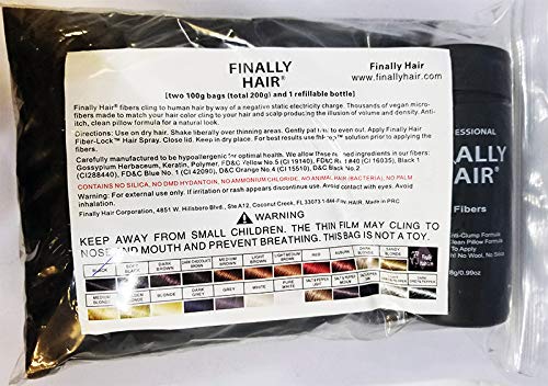 Hair Building Fibers 200 Grams 7 Oz. With Bottle By Finally Hair 50g*4 (Grey (medium gray))