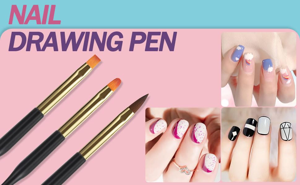 Artdone 35pcs Nail Art Pens brushes,Nail Art Tool Set,Nail Dotting Tools,Nail Dust Brush,Striping Nail Art Brushes for Long Lines,Nail Drawing Pen For Nail Design