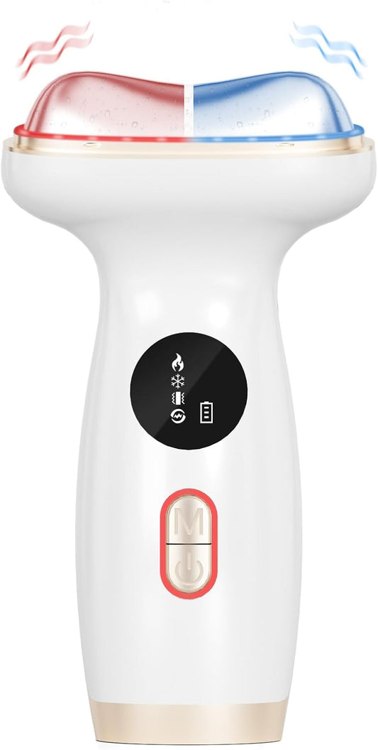 Cold Heat Facial Massager with Red Light Therapy, 7-in-1 LED Gua Sha Sculptor, Microcurrent, Vibration for Face Neck Eye Lifting, Wrinkles, Puffiness, Firming, USB-C Rechargeable Skincare Device