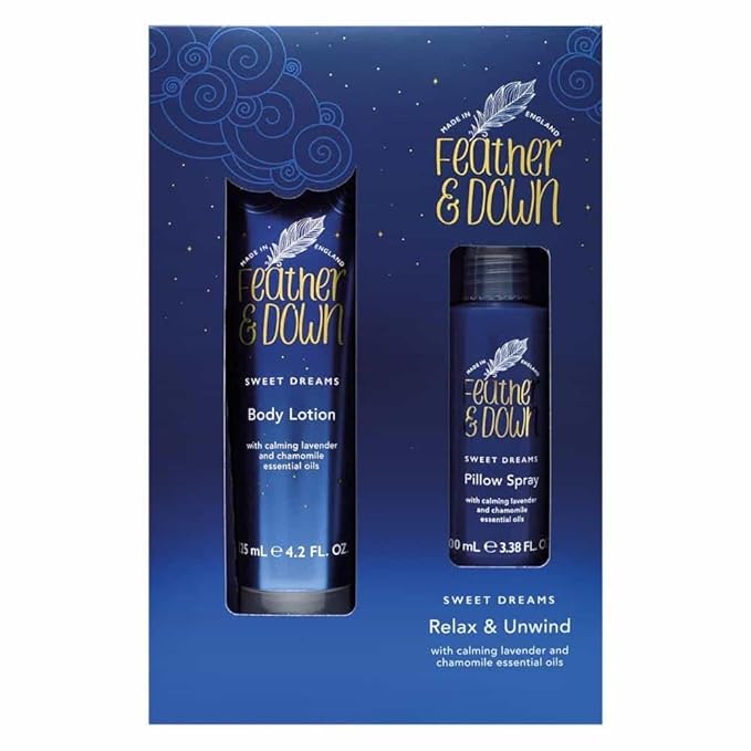 Feather & Down Sweet Dream Relax and Unwind Gift Set (100ml Pillow Spray & 125ml Body Lotion) - With Calming Lavender & Chamomile Essential Oils