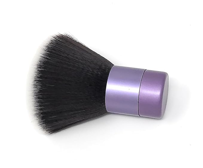 Luxurious and Large Ultra Soft Fluffy Powder Brush, Multipurpose Face, Body, Barber and Beauty Tool, with wooden base Soft Kabuki Brush by BevyGold (Violet)