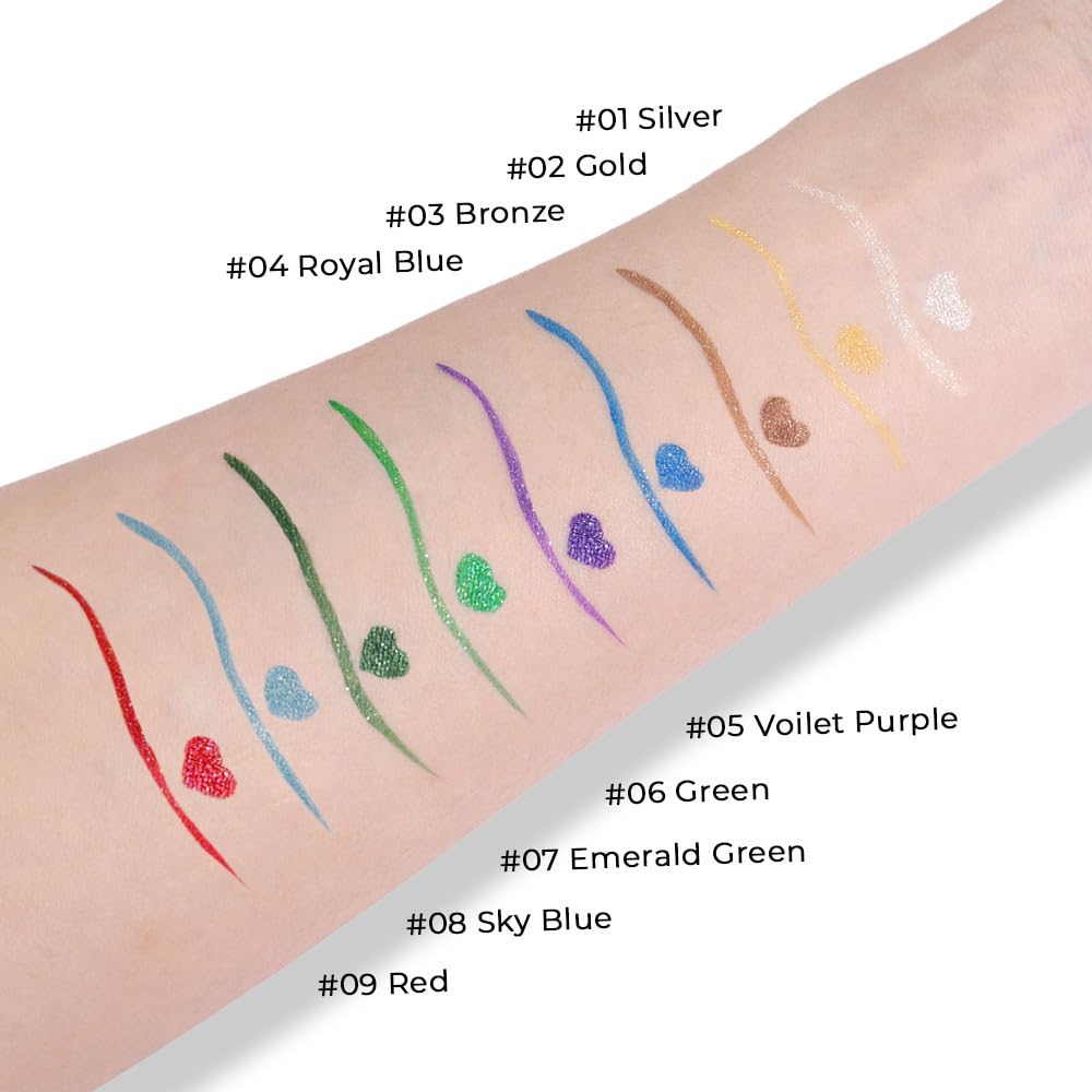 evpct 1Pcs Red Glitter Shimmer Liquid Eyeliner Eye Makeup Pencil Pen, Pearl Red Chrome Eyes Liner Face Glitter Makeup Fake Eyelashes Mascara Accessories, Sparkle Metallic Eyeliner Pen Waterproof