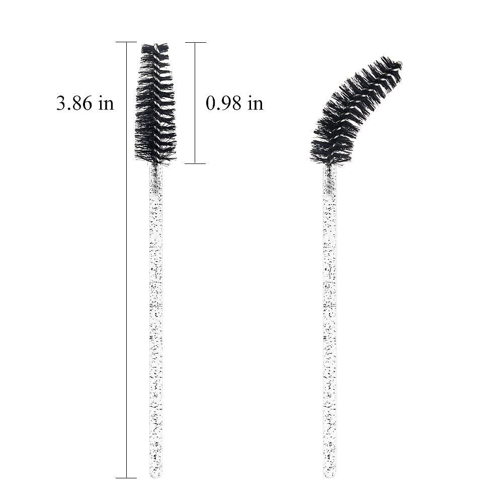 300PCS Disposable Mascara Wands Spoolie Brush Crystal Eyebrow Brushes Eyelash Extension Applicator Makeup Kits.myaokue-up (6 color-Crystal-300)