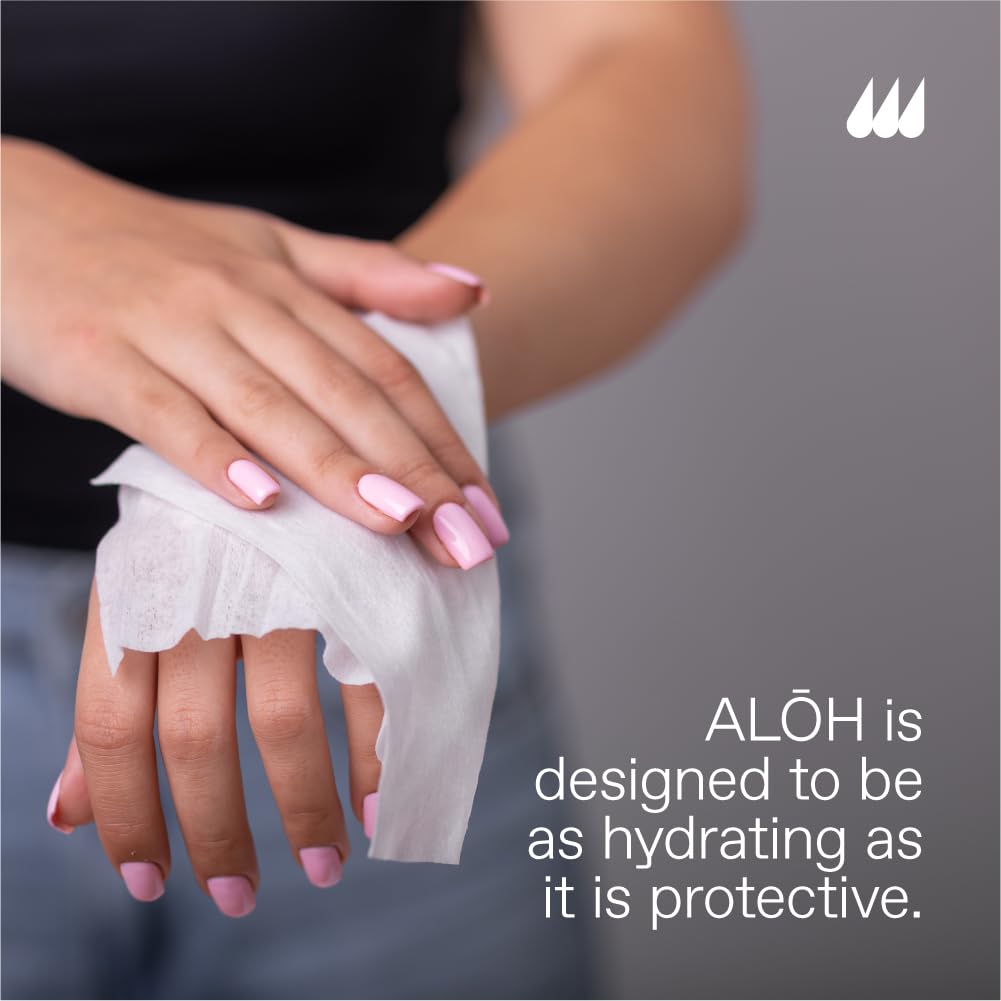 ALŌH Skin - Softening Sanitizing Hand Wipes – Peppermint + Eucalyptus Aloe (1 Box of 20 Individually Wrapped Wipes)