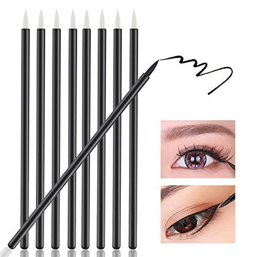 G2PLUS 100PCS Disposable Eyeliner Brush, Makeup Brushes Applicator, Cosmetic Eye Wands, Eyeliner Brush Applicator for Lip Liners, Eye Makeup, Eyelashes and Detail Painting (Black)