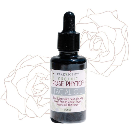 Organic Rose Phyto Facial Oil - Rosehip and Argan Oil Infused with Rose Extract and Frankincense Essential Oil - Ideal for Gua Sha Massage, Anti-Aging Face Oil (1oz)