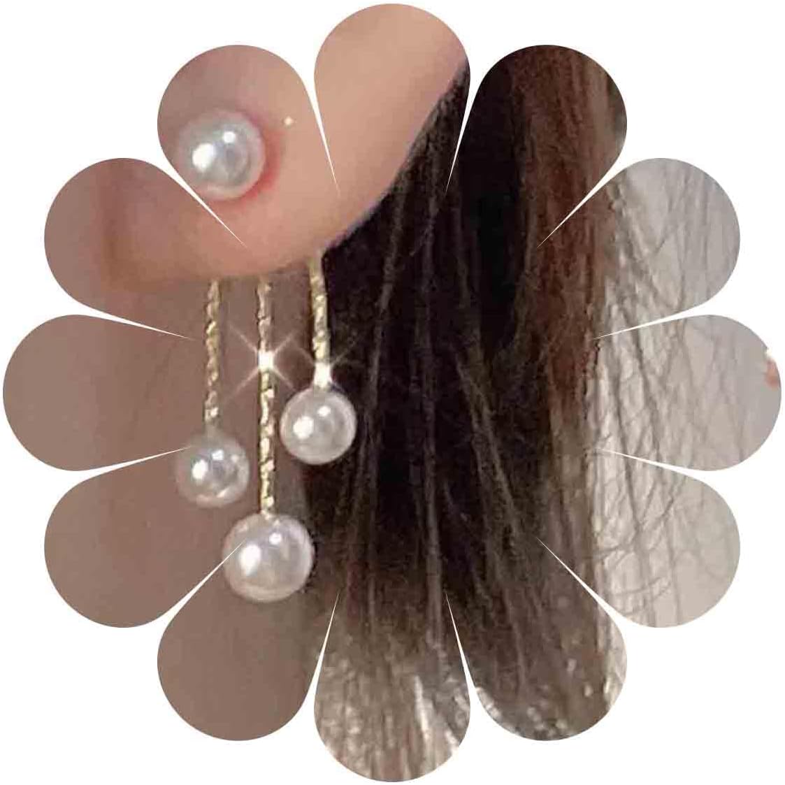 Boho Pearl Drop Dangle Earrings Gold Pearl Ear Jacket Earrings Vintage Dangle Pearl Tassel Earrings Double Way Front Back Earrings Jewelry for Women Gifts