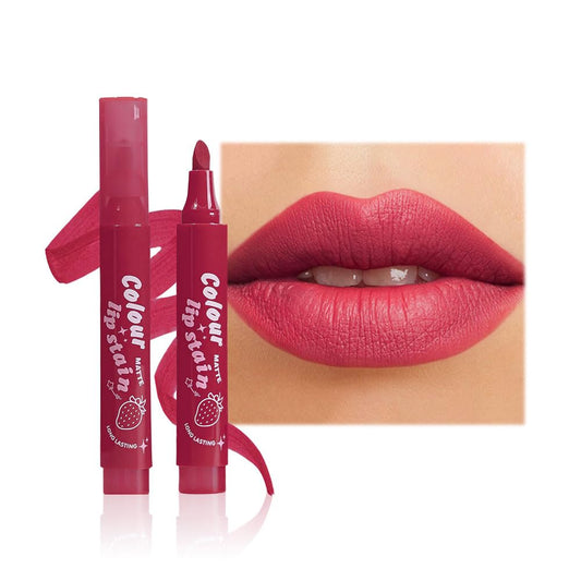 Lip Stain, Waterproof lip tint, Matte Color Look, Longlasting All Day Wear Lip Color, Smudge Proof Natural Finish, Precise Chisel Tip Marker,non sticky lip gloss,kiss proof lip color 02#