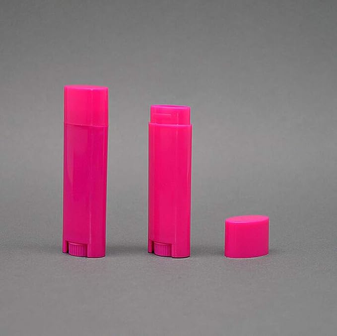 5ml 25Pcs Empty Oval Deodorant Lip balm Tubes Containers Twist-up Refillable Containers for Lipstick,Chapstick,Homemade Lip balm,DIY Deodorants(Hot Pink)