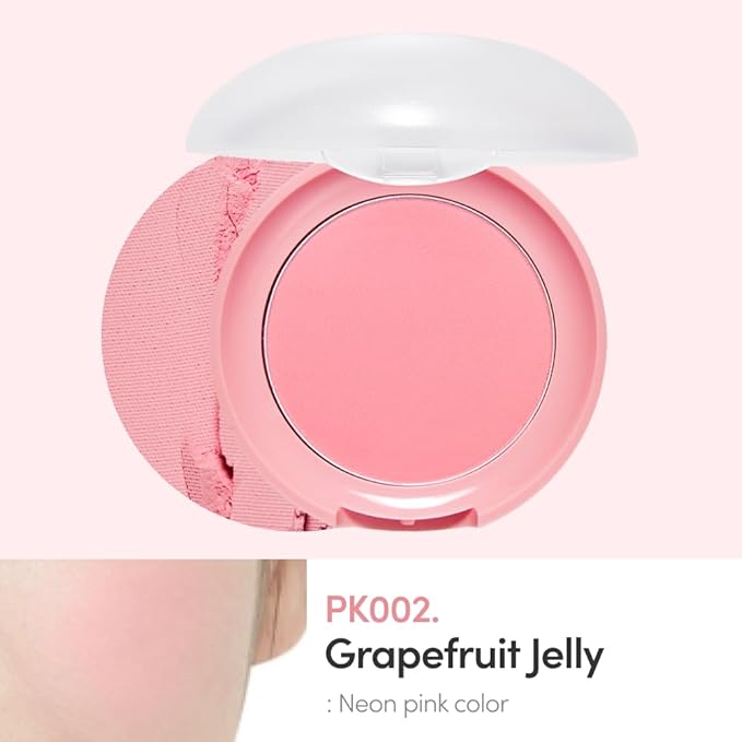 ETUDE Lovely Cookie Blusher #PK002 Grapefruit Jelly 4g | Glowing & Natural Powder Blush with Long-Lasting Sebum Control | Easy Application | Puffy Cushion for a Lovely Makeup Look