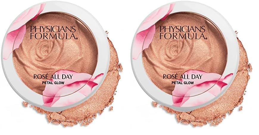 Physicians Formula Rosé All Day Highlighter Blush Face Powder, Pink Petal Glow, Dermatologist Tested, Clinicially Tested (Pack of 2)