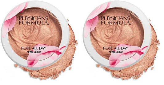 Physicians Formula Rosé All Day Highlighter Blush Face Powder, Pink Petal Glow, Dermatologist Tested, Clinicially Tested (Pack of 2)