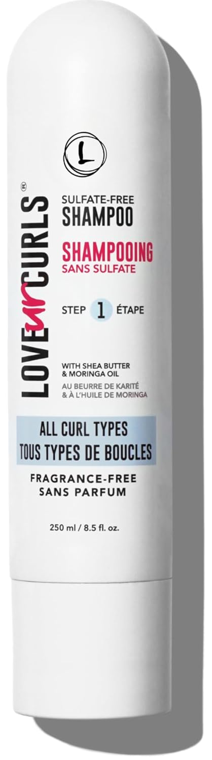 Love Ur Curls - Fragrance Free Shampoo, Moisturizing and Scalp Cleanse for Curly, Wavy, or Kinky Coily Hair, Vegan and Silicone Free, 250mL