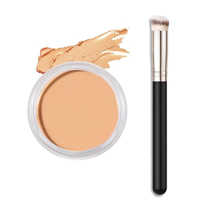 Kaely Cream Pot Concealer Full Coverage Set,Conceal Brighten Dark Circles,under Eye Brightener Color Correcting Concealer,Waterproof Foundation Palette with Brush,corrector de ojeras,Vegan Makeup,03