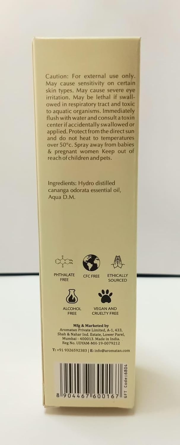 Ylang Ylang Room, Linen & Pillow Spray by Aromafume | 100ml/3.38 fl oz | with Ylang Ylang Essential Oil | Aromatherapy Spray | Mist for Bedding, Fabrics