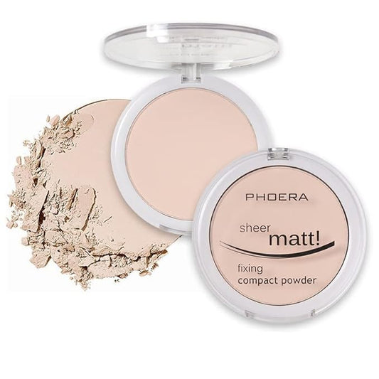 2 Pack PHOERA Matte Face Powder, Control Oil Brighten Skin Color Cover Blemish Makeup Face Setting Setting Powder 。 201-Translucent