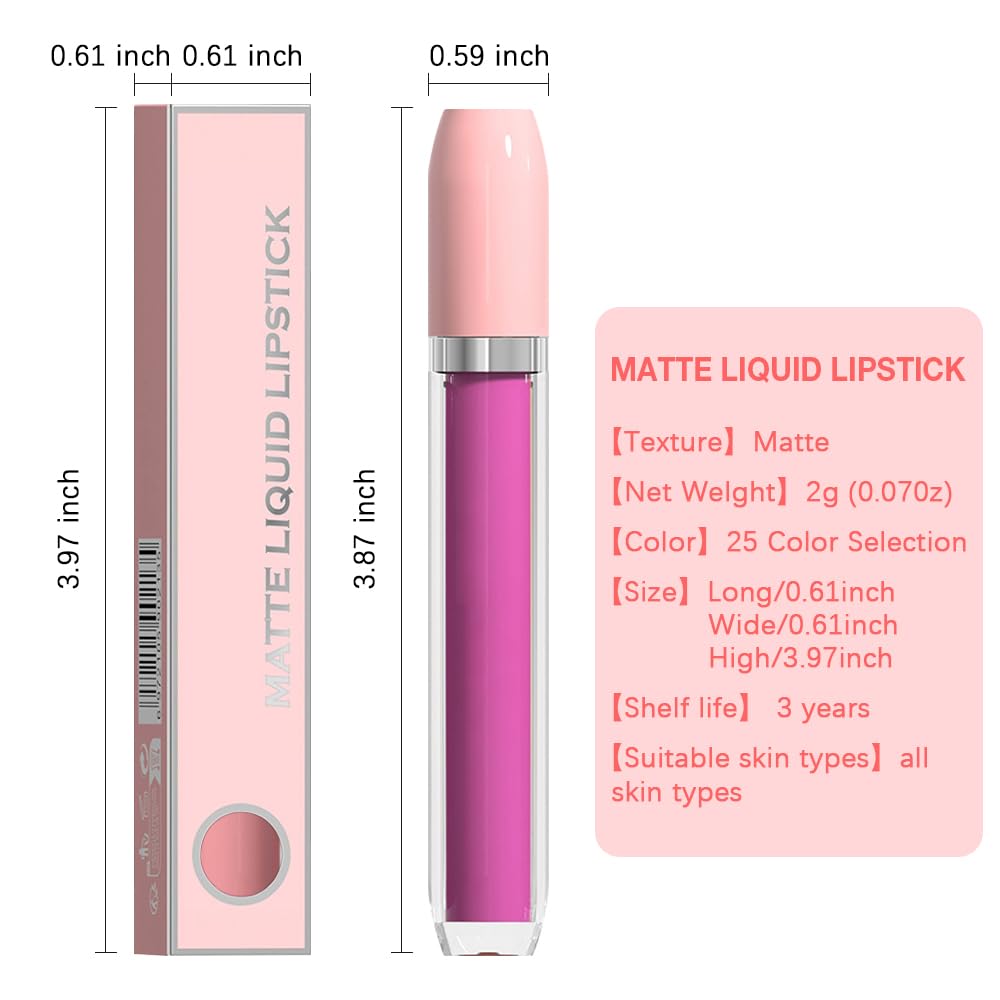 BINGBRUSH Super Matte Longwear No-Budge Stay On Smudge Proof Liquid Lipstick Long Lasting Makeup for Women,Highly Pigmented Color and Instant Shine, Cheeky