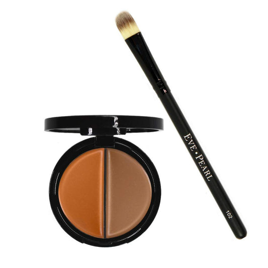 EVE PEARL Dual Salmon Concealer And 102 Concealer Brush Full Coverage Under Brighten Eye Concealer Brush Set Makeup Kit (Deep)