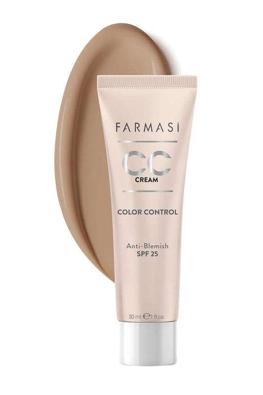 FARMASi CC Color Control Cream, Natural and Flawless Finish, Enriched Formula with Multimineral & Spf 25+, All-Day Hold, All Skin Types, 1 fl. oz, 05 Tan