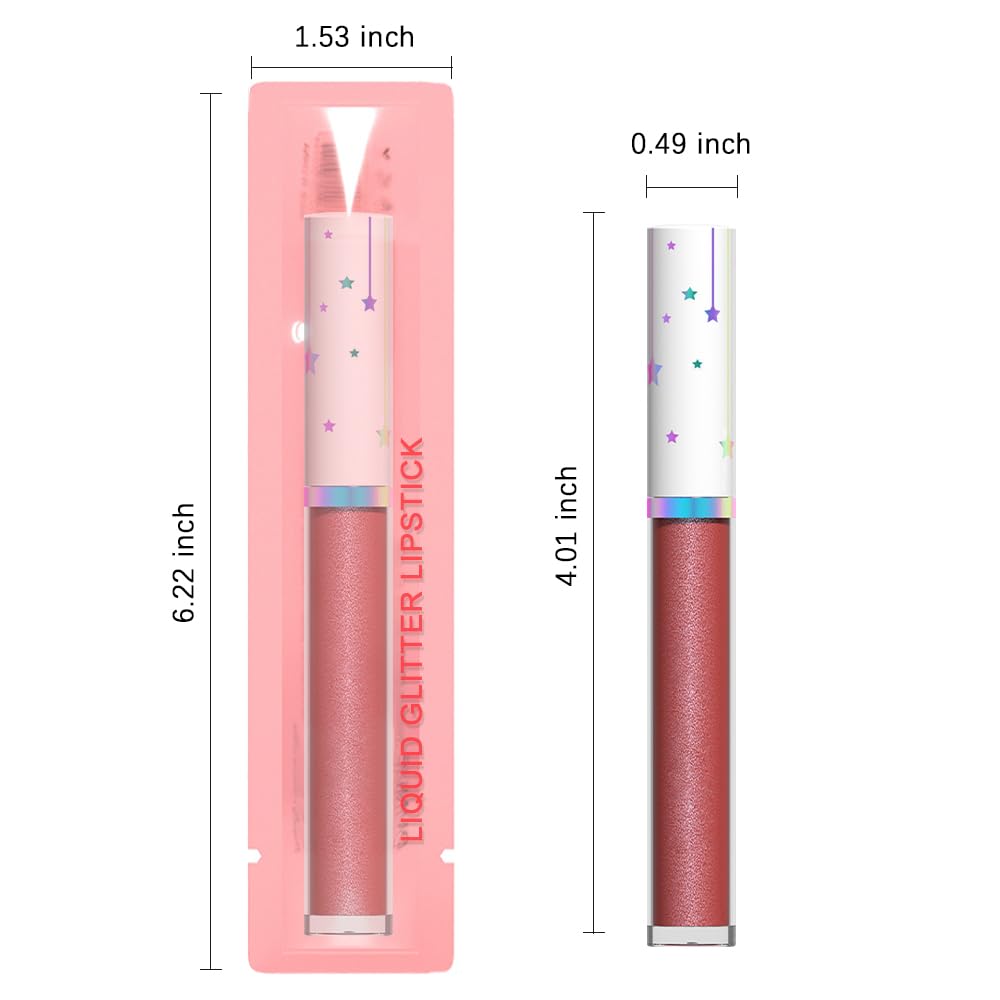 evpct 1Pcs Mauve Red Metallic Glitter iridescent Liquid Lipstick for Women Long Lasting Waterproof 24, Maroon Red frosted Metallic Glitter Shimmer Chrome Glossy Lipsticks Lip Gloss Stains Makeup Set
