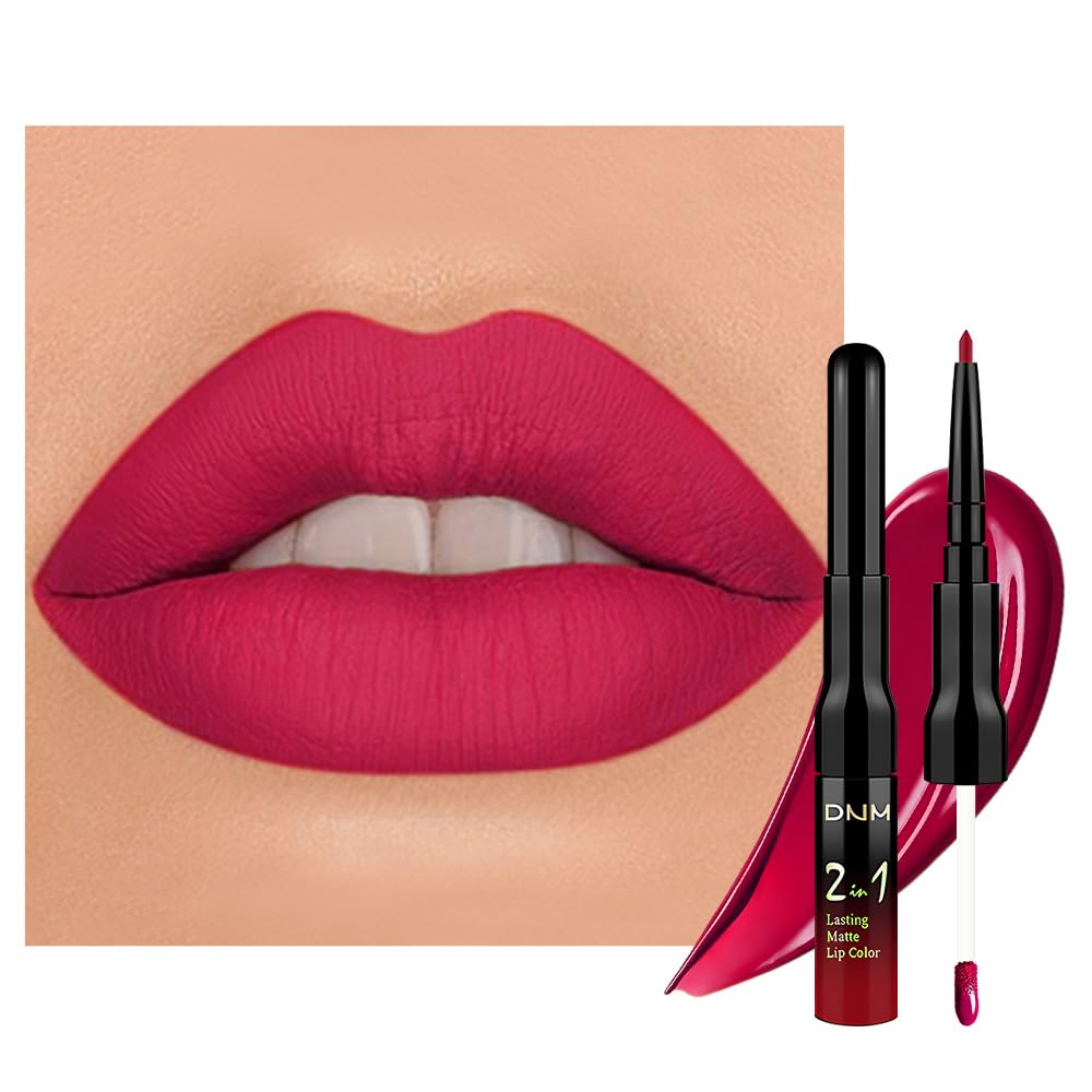evpct 1Pcs Ruby Rose Red Matte Lip Liner & Liquid Lipstick Stain Makeup Set for Women, Red Lip Liner Stain Long Lasting Waterproof Smudge Proof, Cruelty Free Lip Stick Makeup 24 hours originales, 58