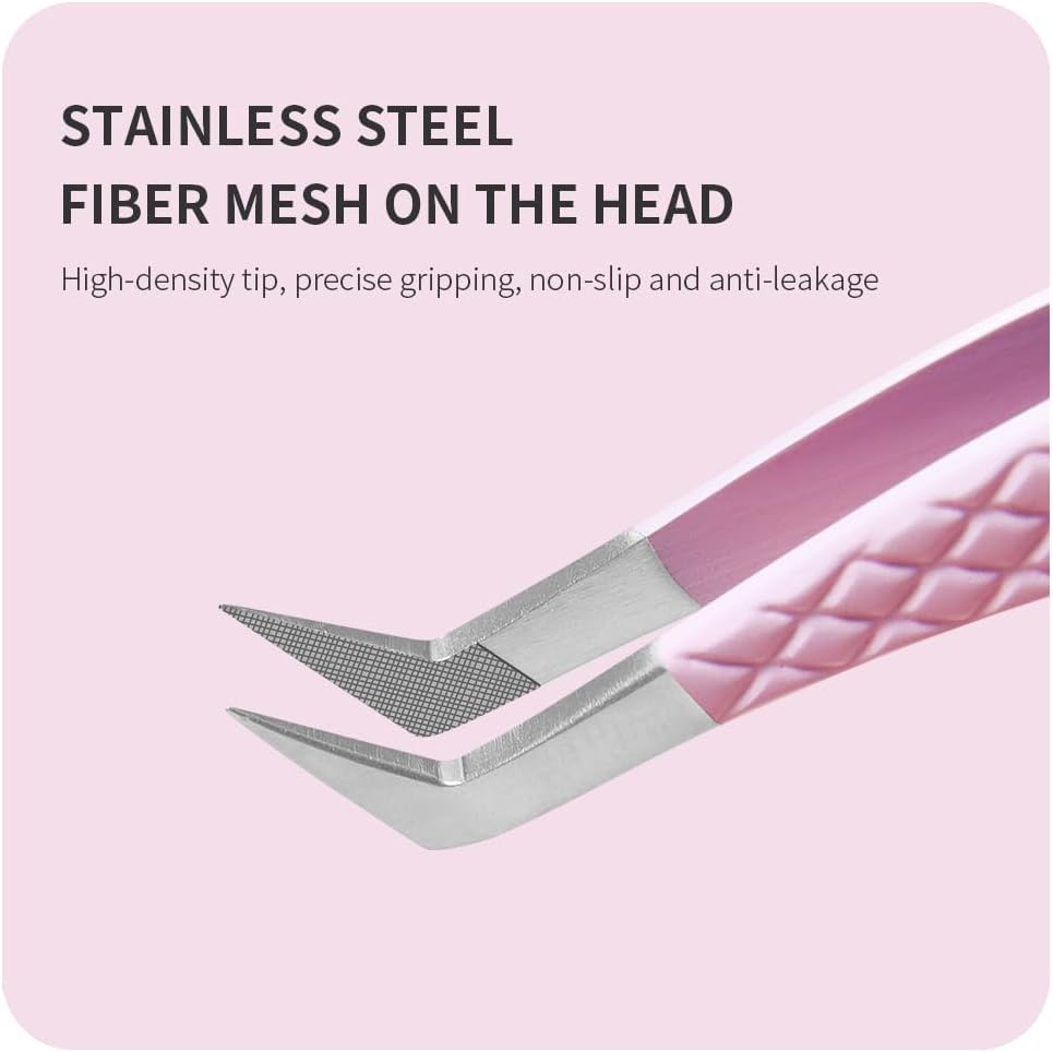 Eyelash Extension Tweezers,Fiber Tip Grip Boot Volume Lash Tweezers,Professional Pointed Lash Extension Tweezers for Easy Lash Application and Removal(2Pcs-F01/02)