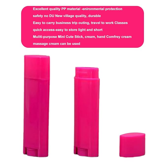 5ml 50Pcs Empty Oval Deodorant Lip balm Tubes Containers Twist-up Refillable Containers for Lipstick,Chapstick,Homemade Lip balm,DIY Deodorants(Hot Pink)