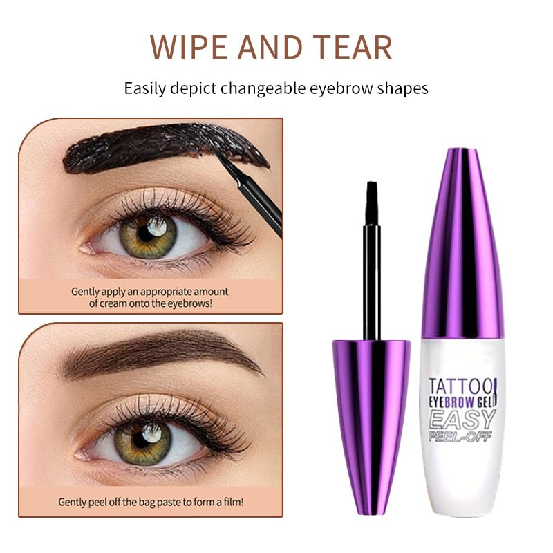 2Pcs Dark Brown Peel Off Brow Tint Gel - Waterproof & Sweatproof Tattoo Effect, Transfer-Resistant Multi-Day Wear, All Skin Types Mother’s Day Gift Set