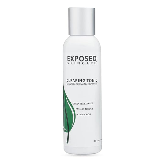 Exposed Skin Care Clearing Tonic Facial Toner with 1% Salicylic Acid and Witch Hazel for Acne Treatment – Pore Minimizing Toner to Prevent Breakouts, Reduce Redness and Balance Skin – Step 2 (4 fl oz)