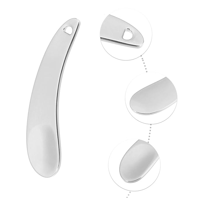 VOCOSTE 4 Pcs Makeup Spatula Mini Spoon, Eye Cream Massage Sticks Beauty Scoop, for Facial Cosmetic Face Cream, Zinc Alloy Moon Shape 2.13"x0.51", Silver Tone